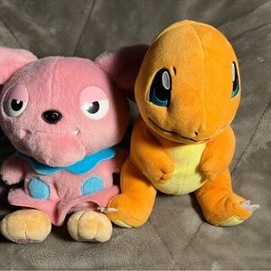 Adorable Pink and Orange Stuffed Animal Duo